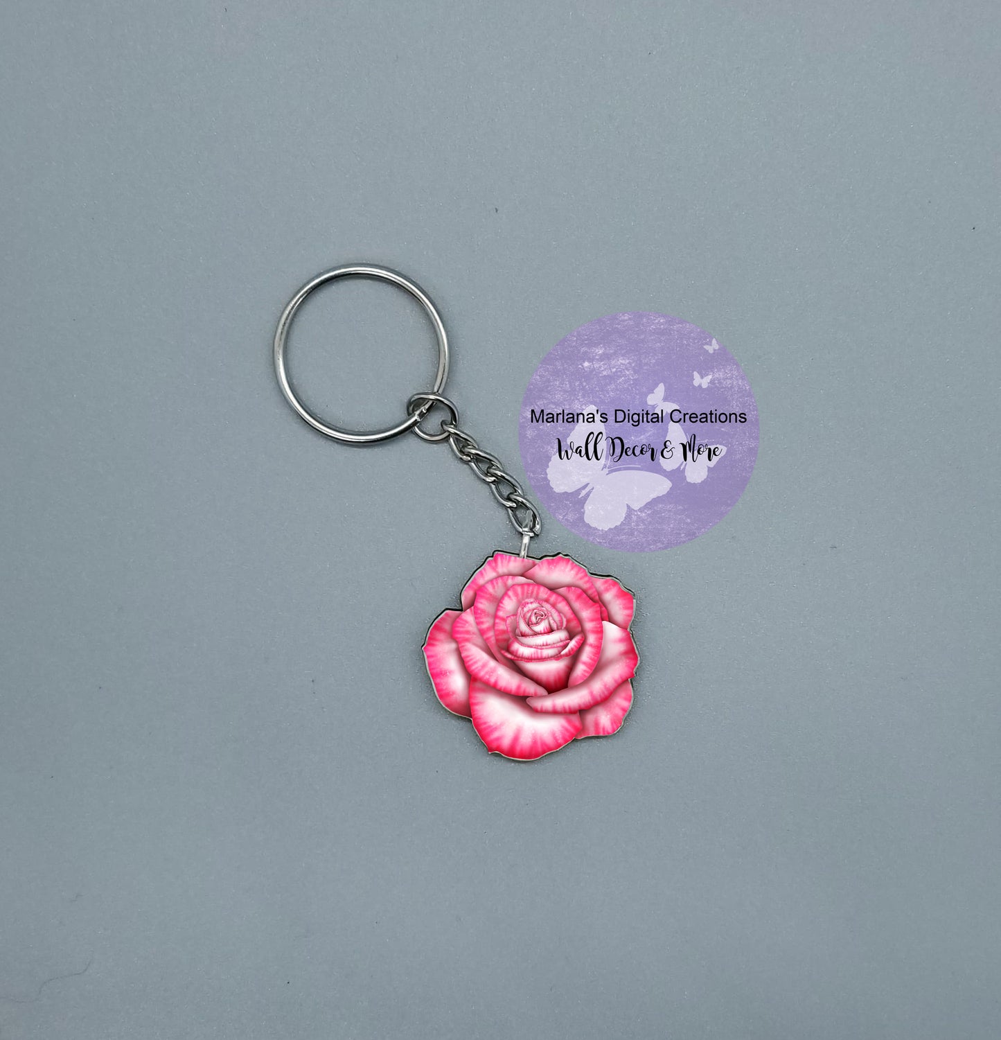 Variegated Rose Pink Keychain