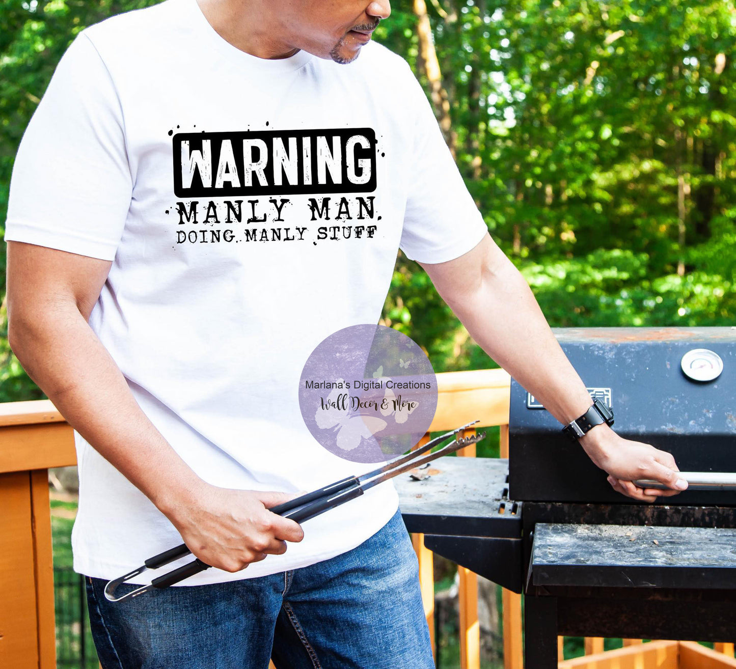 Warning: Manly Man Doing Manly Stuff UNS - Screen Print